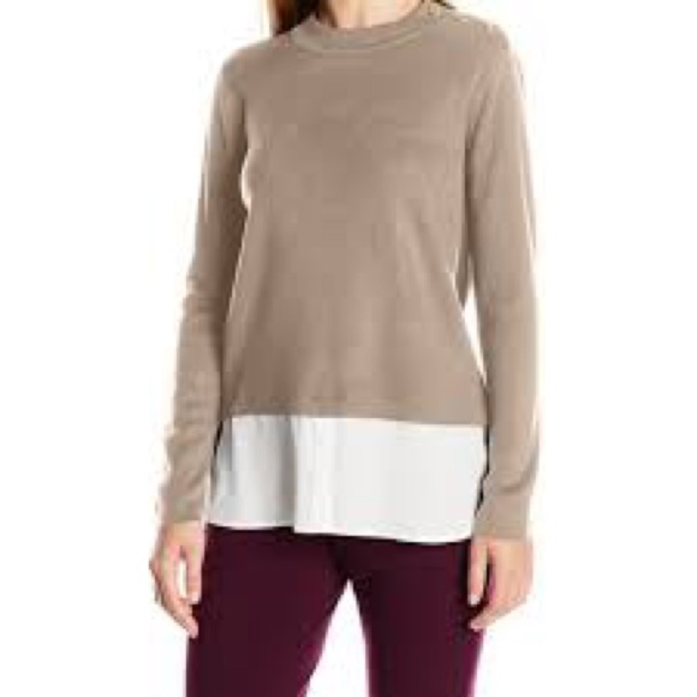 Calvin Klein crewneck layered sweater NWT xl tan